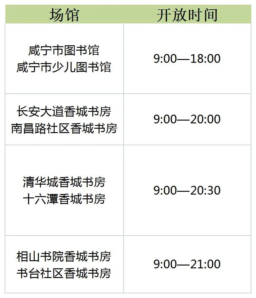 咸宁市图书馆2023年端午假期开放通知