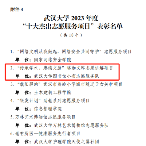 2023年的耕耘，开出2024年的花：2023-2024学年武汉大学图书馆小布志愿服务队获奖回顾