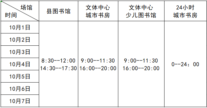 郧西县图书馆2024年国庆节开放时间及读者活动安排